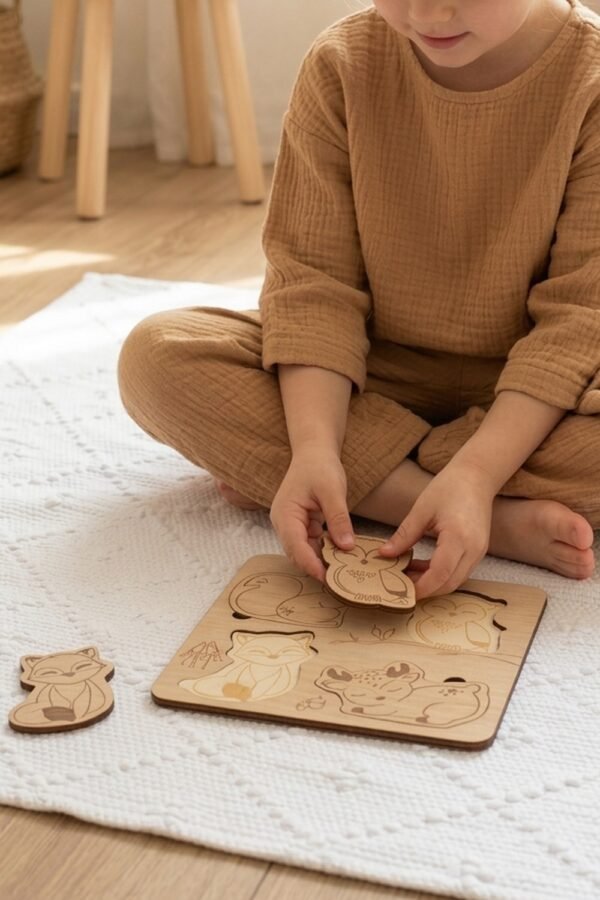 Jeu en bois puzzle animaux woodland PROMENADE EN FORÊT