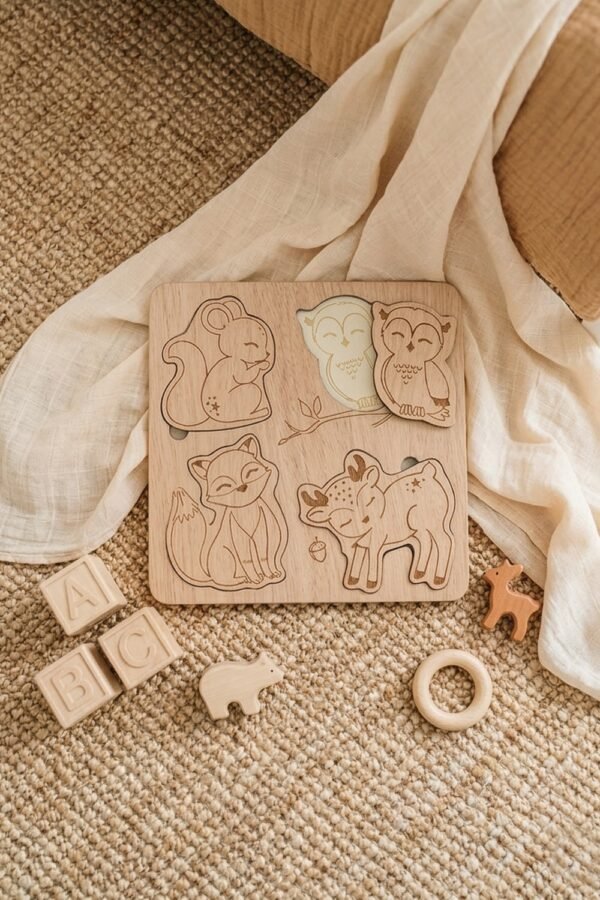 Alternative view of Jeu en bois puzzle animaux woodland PROMENADE EN FORÊT