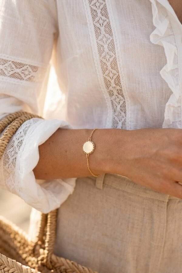 Alternative view of Bracelet personnalisé chaine or FLORAL