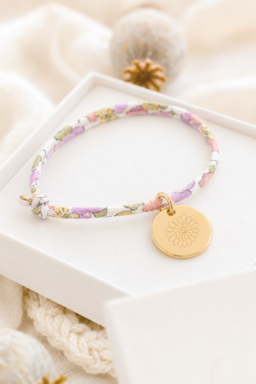 Alternative view of Bracelet fleur de naissance cordon liberty personnalisable ECLOSION