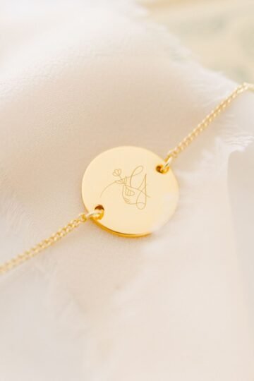 Bracelet personnalisé médaille ronde gravée EMOTIONS DOUCES