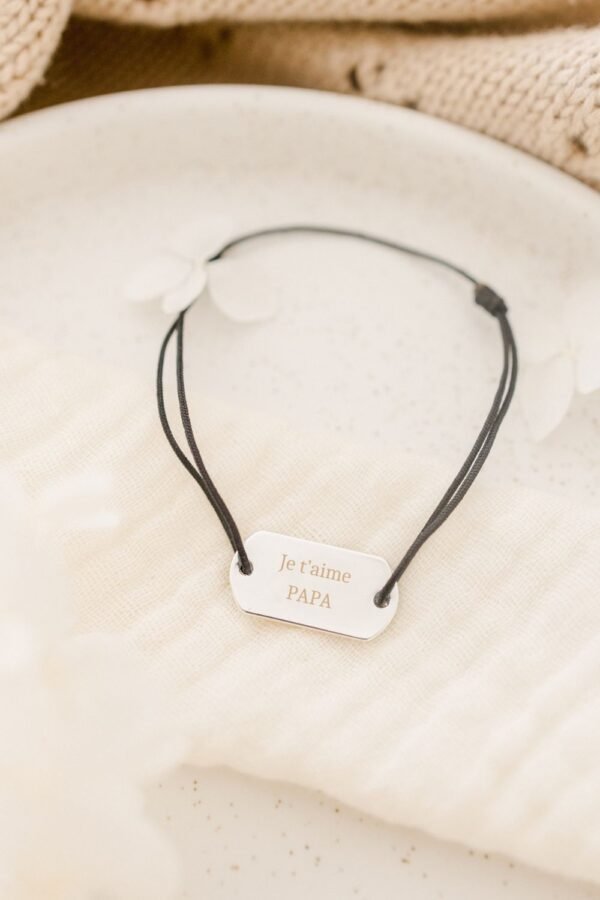 Bracelet papa rectangulaire argent à personnaliser
