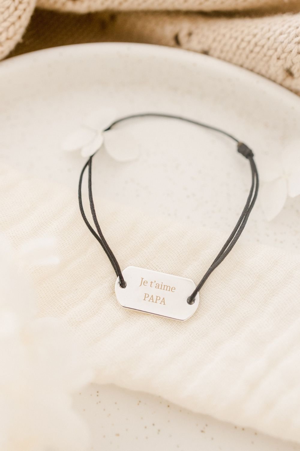 Bracelet papa rectangulaire argent à personnaliser