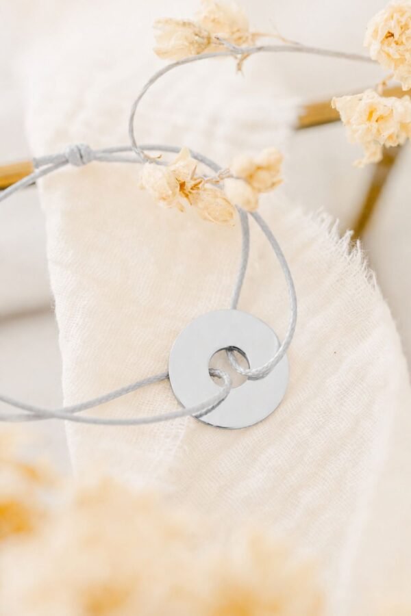 Alternative view of Bracelet papa cible argent à personnaliser