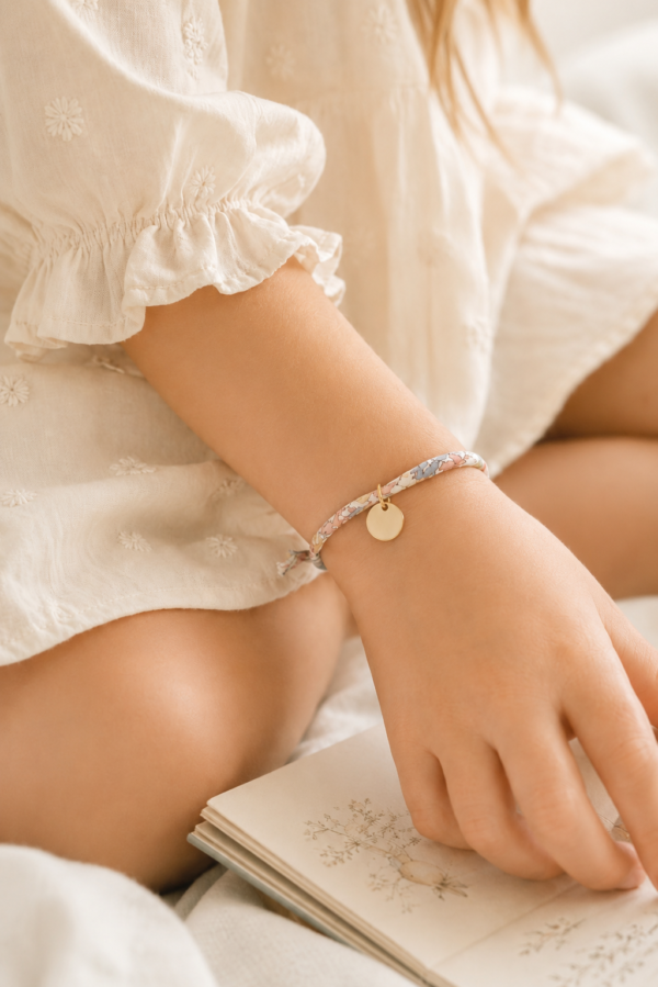 Bracelet enfant liberty personnalisé médaille or ronde ÉPURE