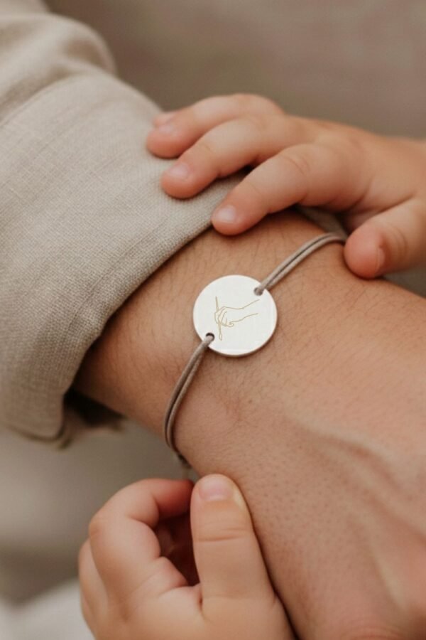 Bracelet papa disque cordon ajustable argent gravé MON PAPA A MOI