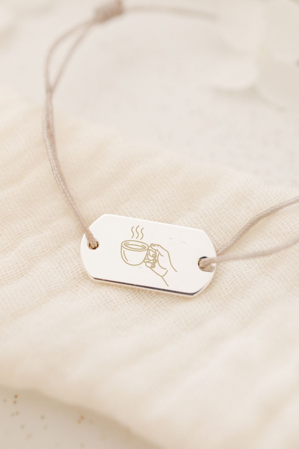 Bracelet pour papa rectangulaire cordon argent gravé MON PAPA A MOI