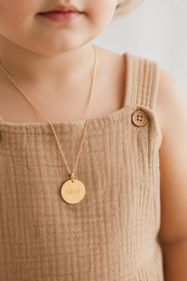 Collier personnalisé médaille ronde or BENEDICTIONS