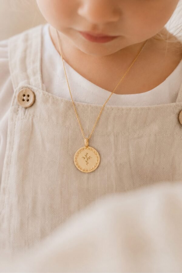 Collier personnalisé médaille laurier or BENEDICTIONS