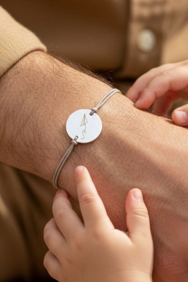 Bracelet personnalisé papa disque cordon argent MON PAPA A MOI