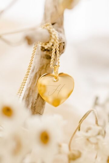 Collier personnalisé médaille coeur or gravée LA LETTRE