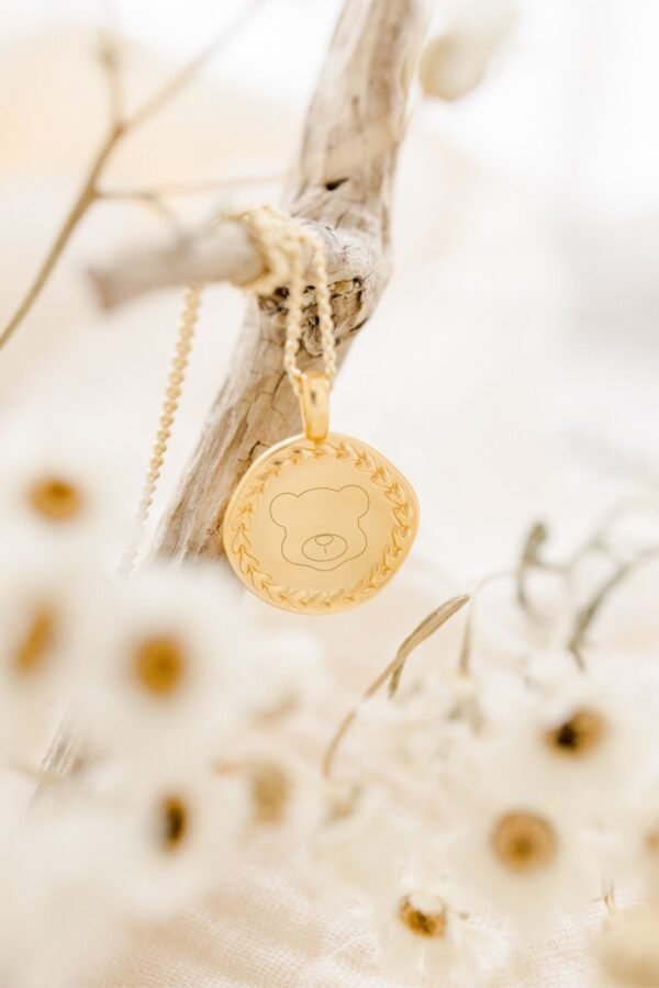 Collier personnalisé médaille laurier or ANIMAUX