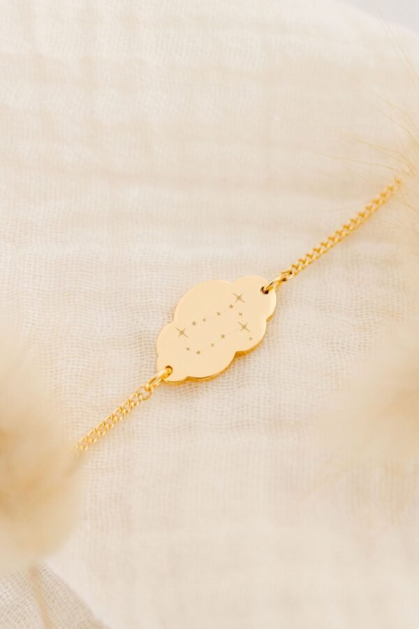 Gourmette personnalisable enfant or nuage CONSTELLATION