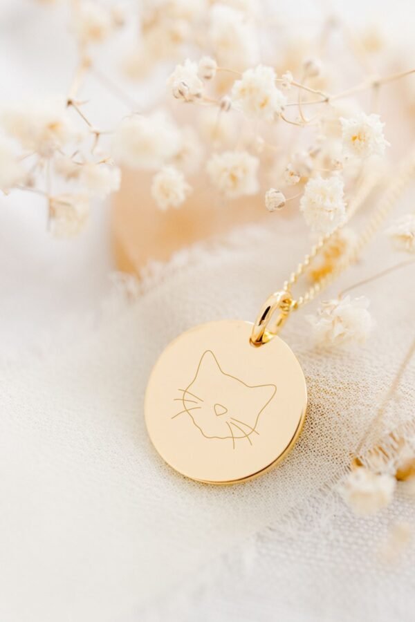 Collier personnalisé médaille ronde or ANIMAUX