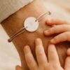 Bracelet papa personnalisé ajustable disque argent intiales LA LETTRE
